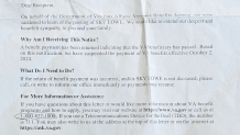 Navy veteran Sky Lowe received this letter in the VA last October declaring him dead.