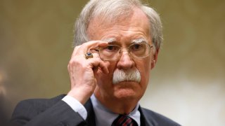 Former National Security Adviser John Bolton speaks to reporters after speaking in a panel hosted by the National Council of Resistance of Iran – U.S. Representative Office (NCRI-US) at the Willard InterContinental Hotel on August 17, 2022 in Washington, DC.