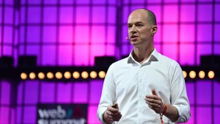 Colin Murdoch, Chief Business Officer, DeepMind, on Centre Stage during day one of Web Summit 2022 at the Altice Arena in Lisbon, Portugal. 