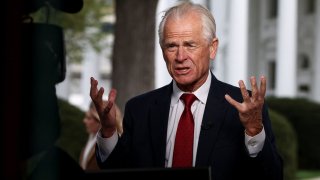 Senior trade adviser Peter Navarro attends an interview with CNN, at the White House, in Washington, D.C., U.S., April 10, 2025.