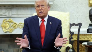 U.S. President Donald Trump meets with El Salvador President Nayib Bukele (not pictured) in the Oval Office at the White House in Washington, D.C., U.S., April 14, 2025.