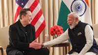 Elon Musk meets with Indian Prime Minister Narendra Modi at Blair House in Washington DC, USA on February 13, 2025.