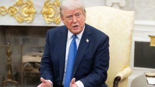 US President Donald Trump speaks during a bilateral meeting with Prime Minister of Norway Jonas Gahr Store in the Oval Office of the White House in Washington, DC, on April 24, 2025.