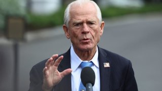 Peter Navarro, Senior Counselor for Trade and Manufacturing for U.S. President Donald Trump, speaks to the media outside the White House in Washington, D.C., U.S., April 30, 2025.