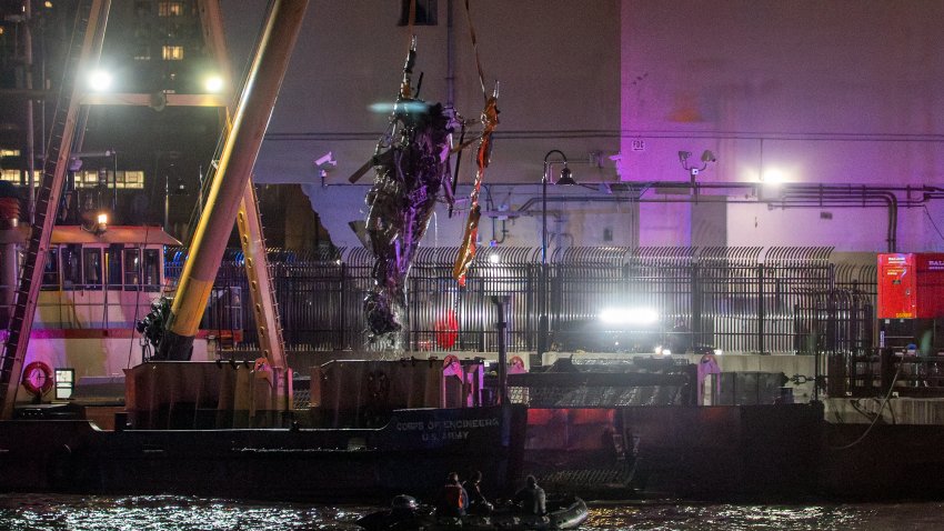 The wreckage of a helicopter