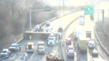 Interstate 95 South is closed in West Haven after a truck rolled over.