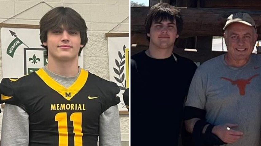 Austin Metcalf, left, and with his father Jeff Metcalf on the right.