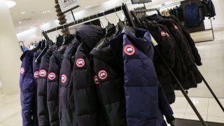 Canada Goose jackets for sale inside a Nordstrom store in Toronto, Ontario, Canada, on Tuesday, March 21, 2023. Nordstrom will close its six Canadian department store locations and seven Nordstrom Rack shops, as CEO Erik Nordstrom said the company no longer sees a realistic path to profitability in the country, The Canadian Press reports. Photographer: Cole Burston/Bloomberg via Getty Images