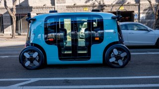 A Zoox autonomous robotaxi in San Francisco, California, US, on Wednesday, Dec. 4, 2024.