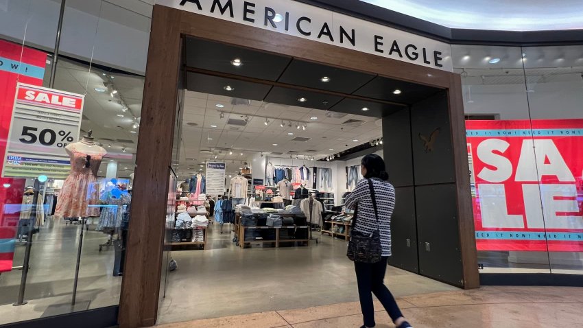 A customer enters an American Eagle store in Miami, Florida on April 4, 2025.