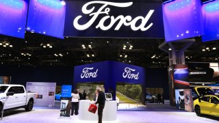 The Ford display is seen at the New York International Auto Show on April 16, 2025.
