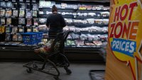 People shop at a grocery store in Brooklyn on May 13, 2025 in New York City.