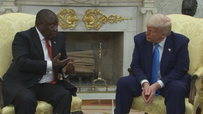 Tempers flare after South African president refutes Trump's claim about white genocide