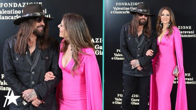 Elizabeth Hurley and Billy Ray Cyrus make red carpet debut together in Rome