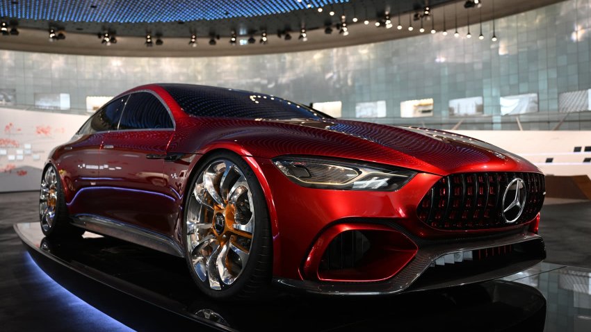 Various vehicles and special parts are displayed at Mercedes-Benz Museum, an automobile museum, welcoming its visitors in Stuttgart, Germany on June 28, 2024..