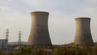 Cooling towers at the Three Mile Island nuclear power plant in Middletown, Pennsylvania, Oct. 30, 2024.