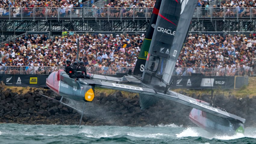 Spectators watch Rolex SailGP Championship, Season 5, New Zealand, Sunday 19 January 2025.