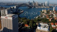 Sydney Harbour and the skyline of the central business district (CBD) in Sydney, Australia, on Tuesday, April 29, 2025.