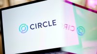 The Circle logo arranged on a laptop in New York on Feb. 12, 2025.