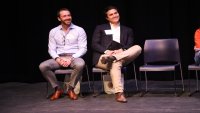 From left, Cully Cavness, co-founder and operating chief of Crusoe, and Chase Lochmiller, Crusoe’s co-founder and CEO, appear at a Kent Denver School event in Englewood, Colo., on April 9, 2025. The two were recognized as distinguished alumni.