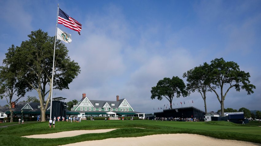 A general view of the clubhouse during a practice round prior to the 125th U.S. Open at Oakmont Country Club
