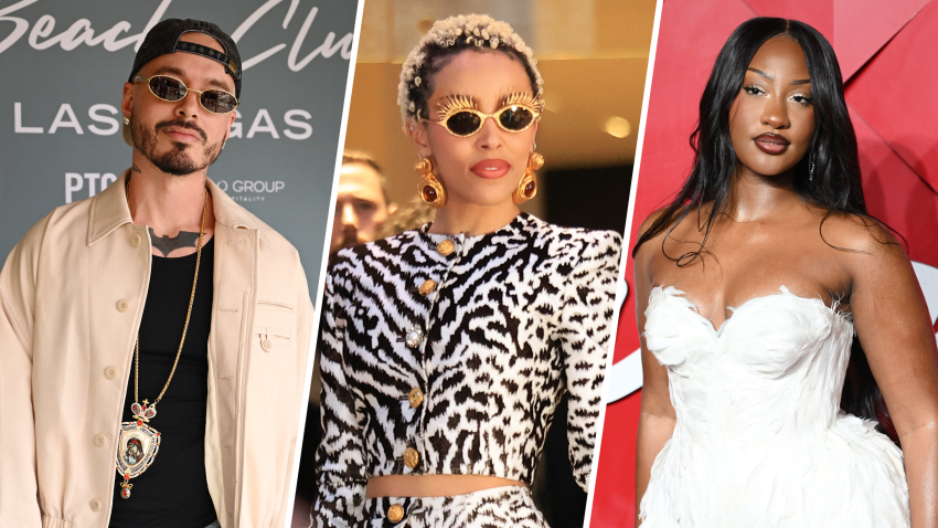 Split image of J Balvin, Doja Cat and Tems