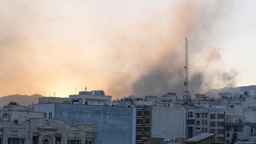 Smoke rises up after Israel’s attack, in Tehran, Iran, Wednesday, June 18, 2025. (AP Photo/Vahid Salemi)