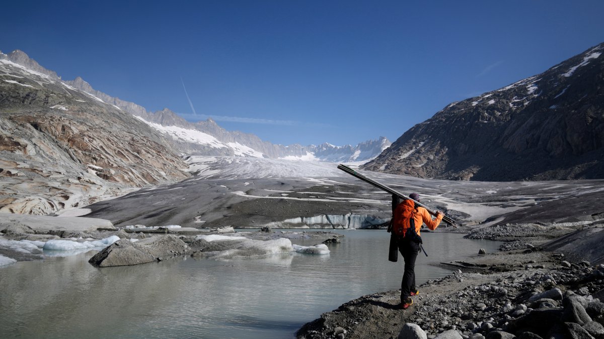 Startling photos show the alarming extent of melting Swiss glaciers