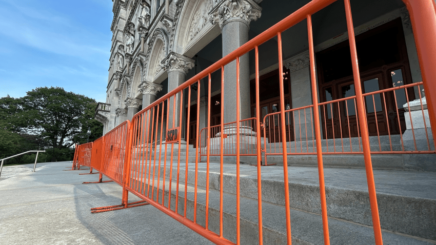 Fences are placed outside Hartford’s capitol ahead of Saturday’s ‘No Kings’ protest