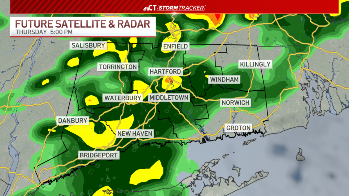 Tracking storms that are expected to move into Conn. Thursday afterno...