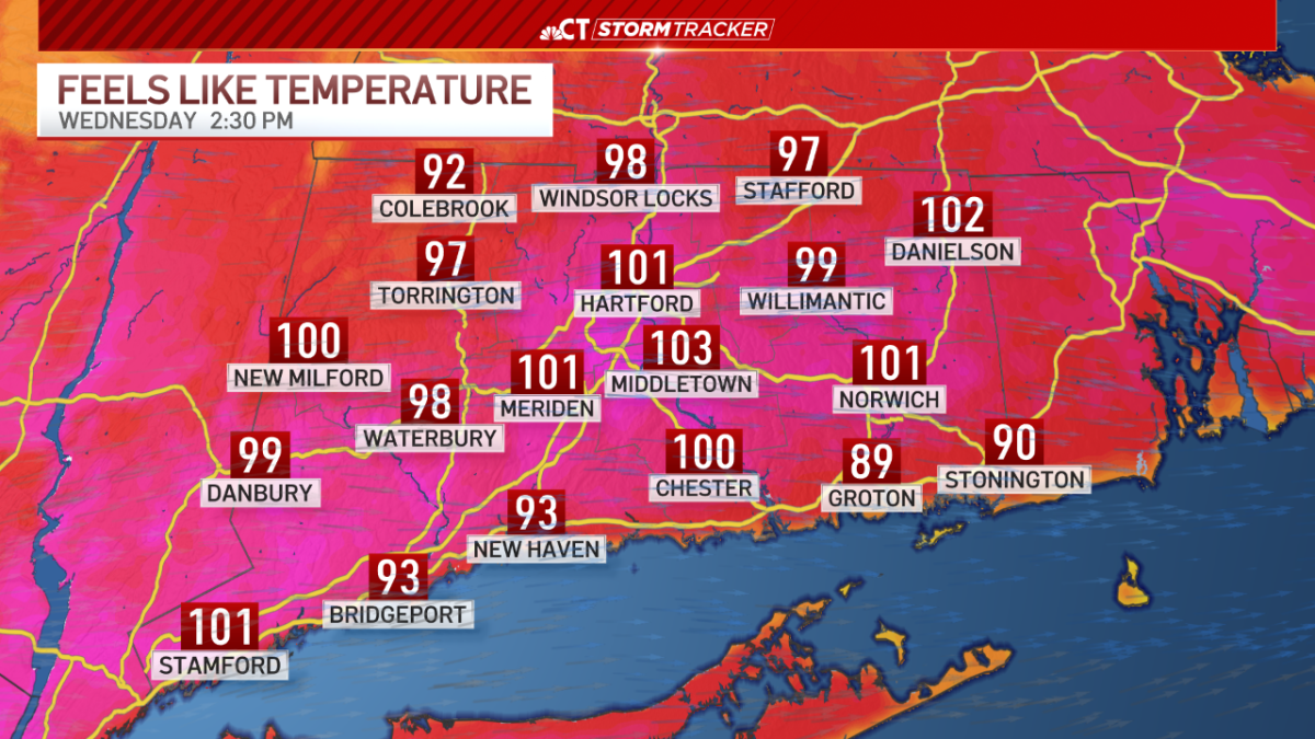 Feels-like temperatures near 100 degrees Wednesday, tracking afternoon ...
