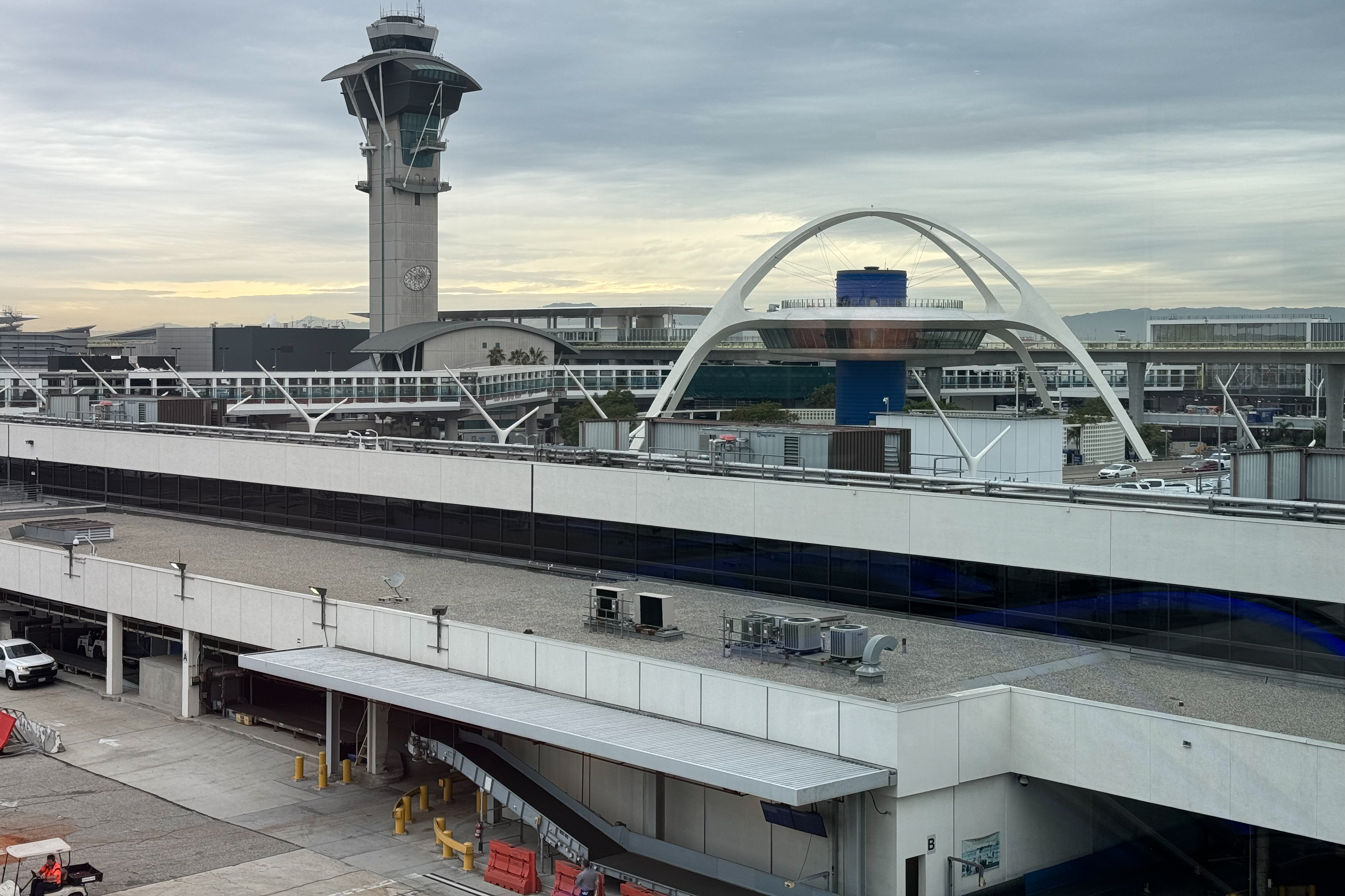 This Nov. 15, 2023, file photo shows Los Angeles International Airport and its Theme Building.