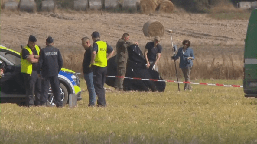 Polish officials inspect interceded drone