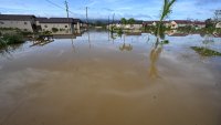 Flooded homes are seen after the passage of Hurricane Melissa in Howard Acres neighbourhood in St. Elizabeth, Jamaica on October 29, 2025. Hurricane Melissa ripped up trees and knocked out power after making landfall in Jamaica on October 28, 2025 as one of the most powerful hurricanes on record, inundating the island nation with rains that threaten flash floods and landslides.