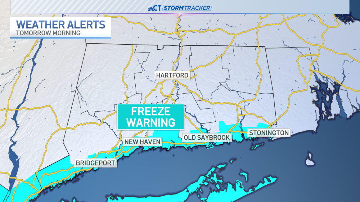 Mild temps on Monday, freeze warnings for parts of CT Tuesday – NBC ...