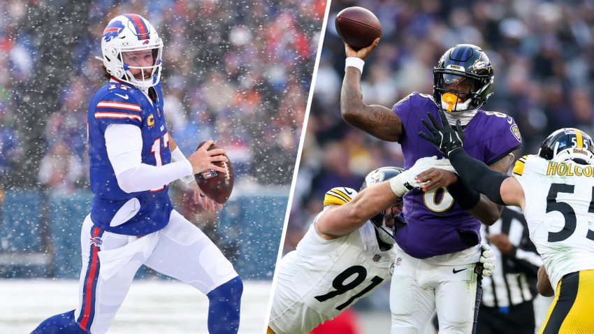 Split image of Josh Allen and Lamar Jackson