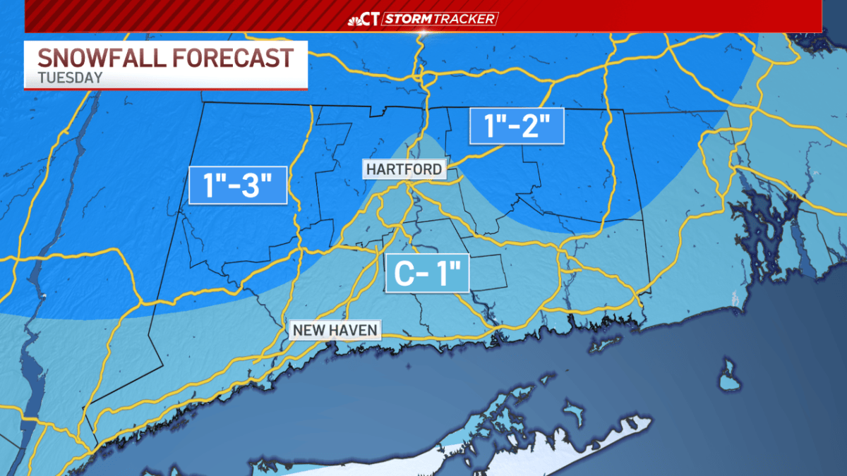 Snow could cause slick spots on Tuesday morning – NBC Connecticut