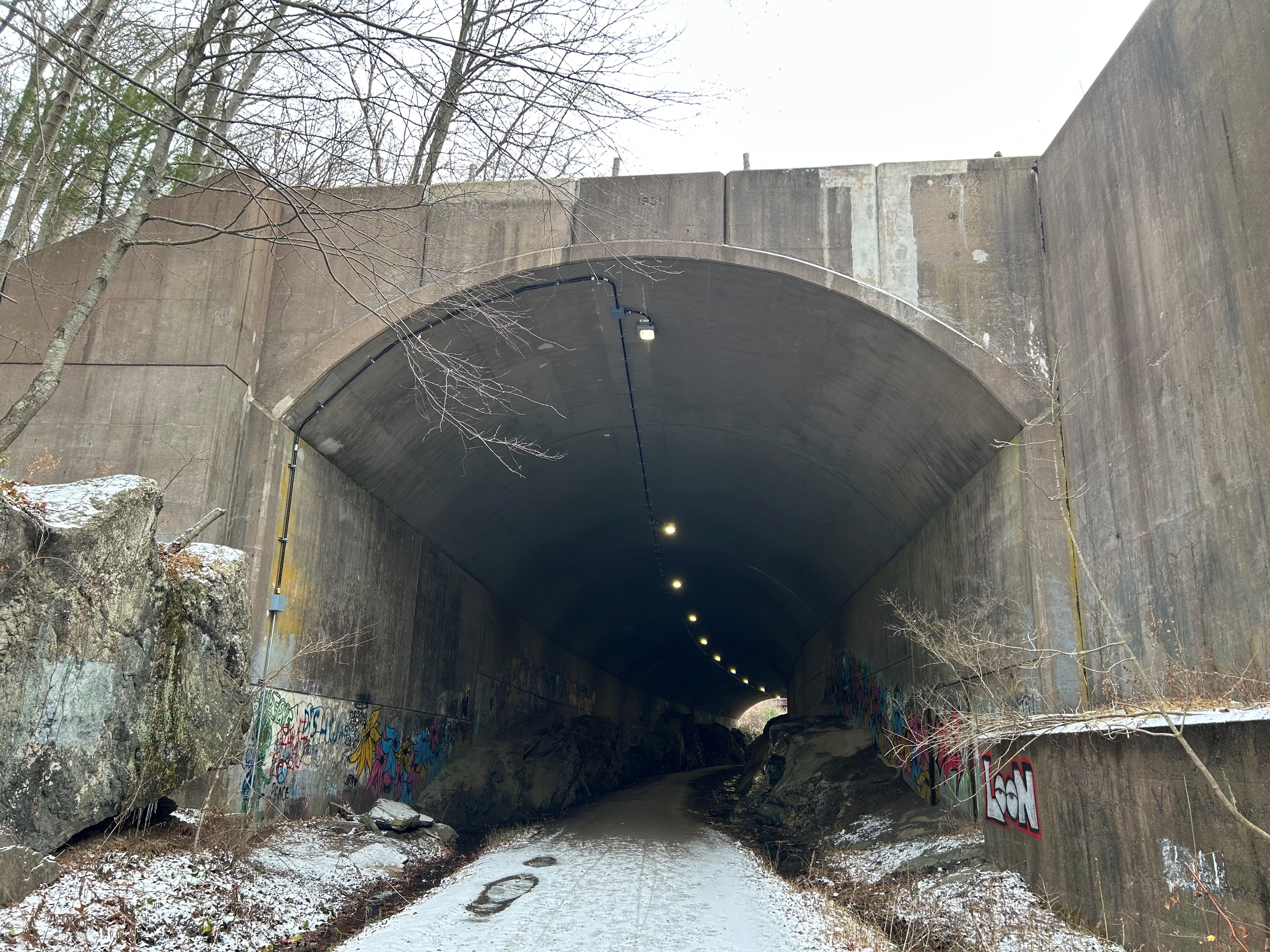 New light installations at Hop River State Park Trail in Bolton