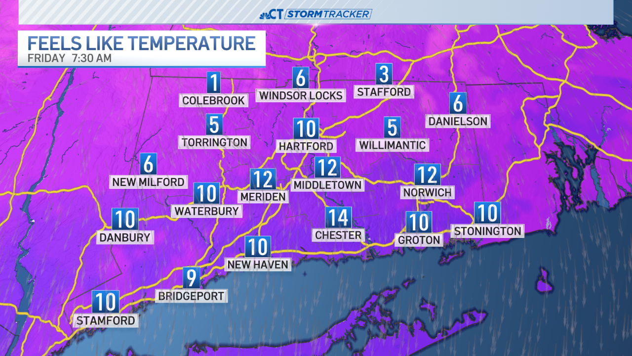 Bitter cold with wind chills near zero through Friday morning