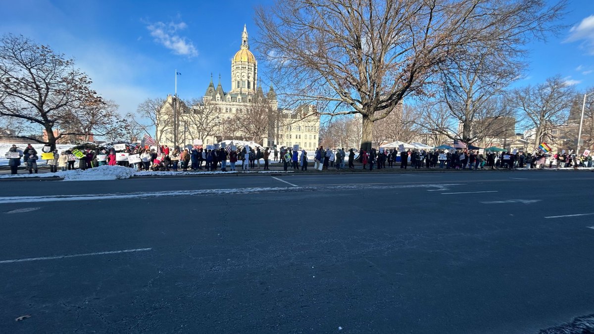 Connecticut protesters gather on first-year mark of second Trump administration