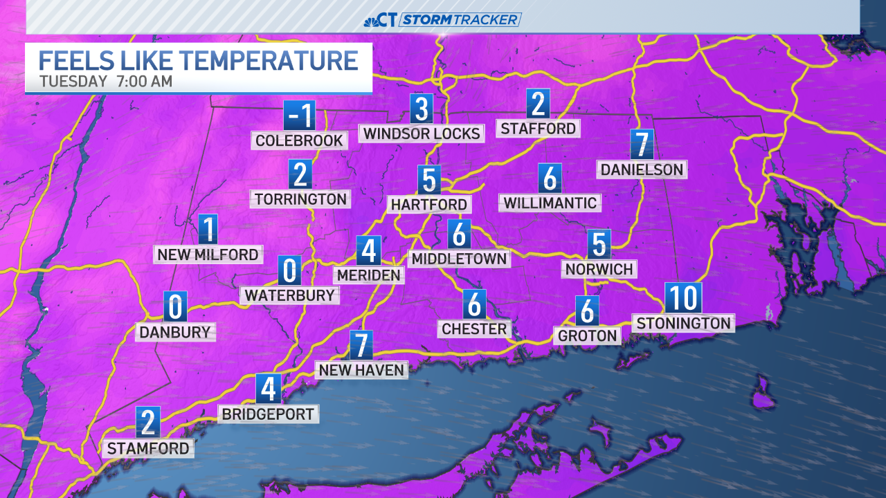 Bitter temperatures ahead for Tuesday morning