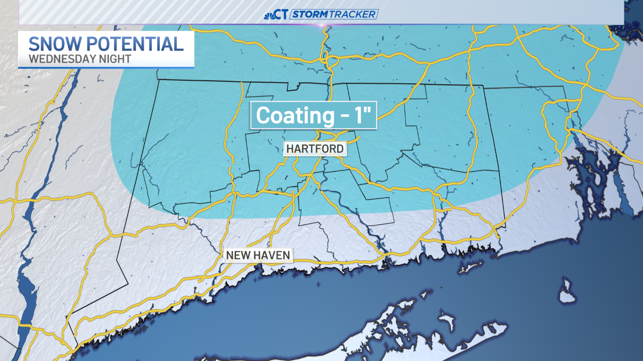 Cold temperatures and a chance of light snow for Wednesday evening