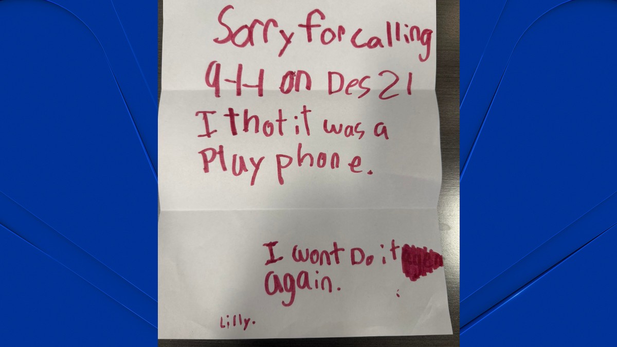 Girl sends North Haven police adorable apology letter for accidental 911 call