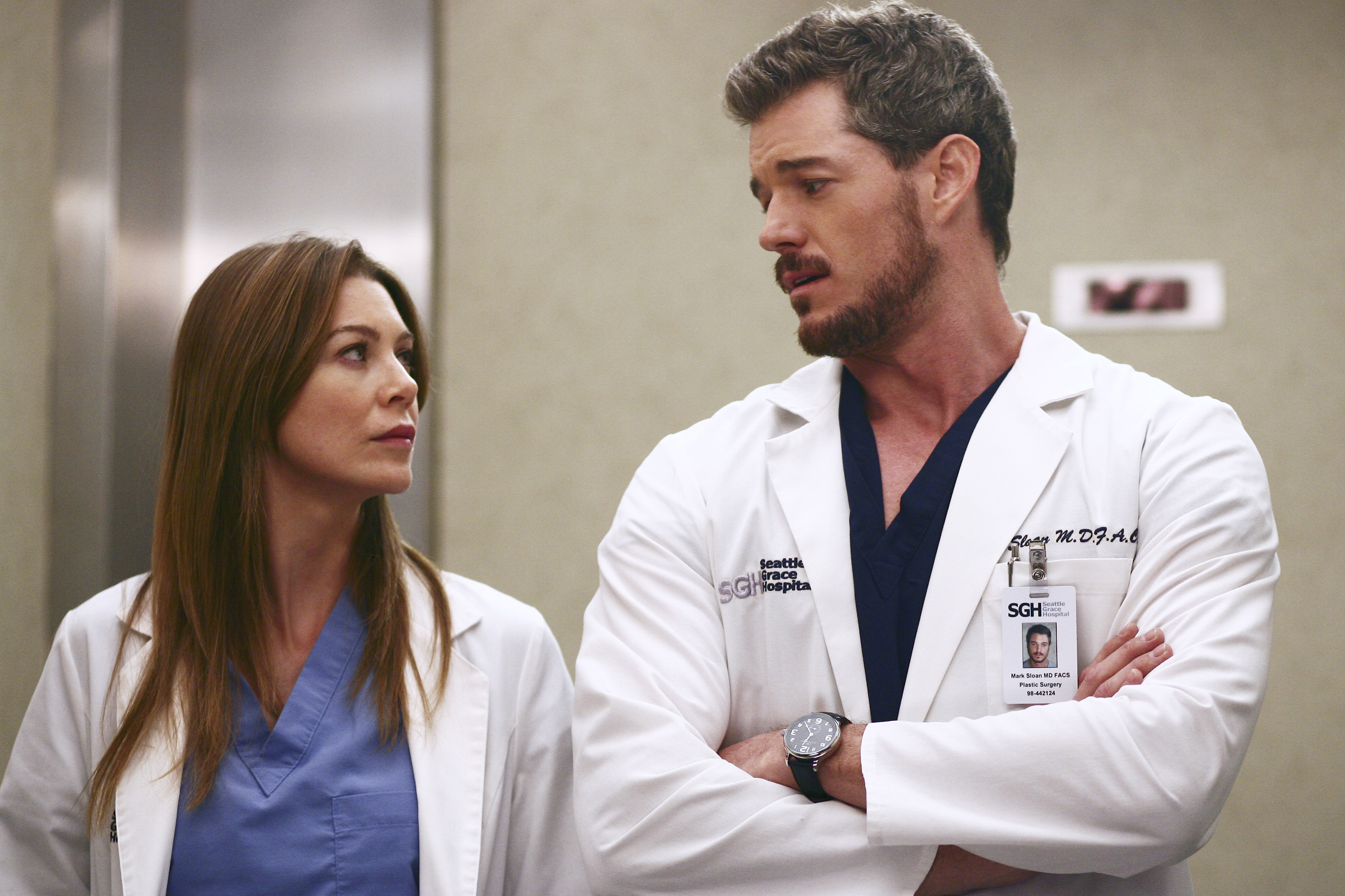 Ellen Pompeo and Eric Dane on “Grey’s Anatomy.”