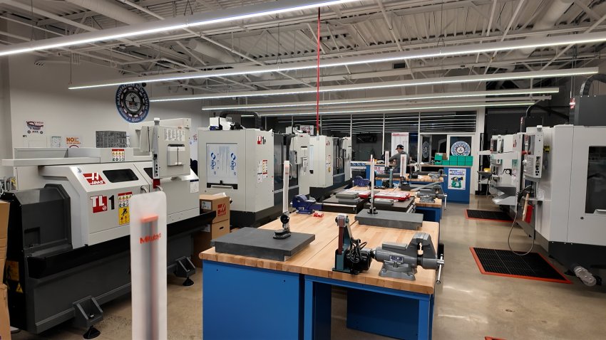 The advanced manufacturing lab at James Hillhouse High School in New Haven.