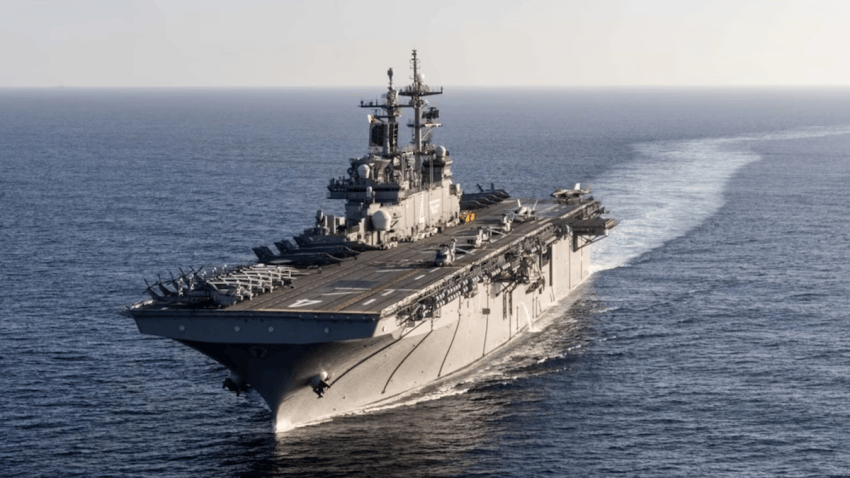 USS Boxer (LHD 4) steams in the Pacific Ocean, Dec. 14, 2023.
