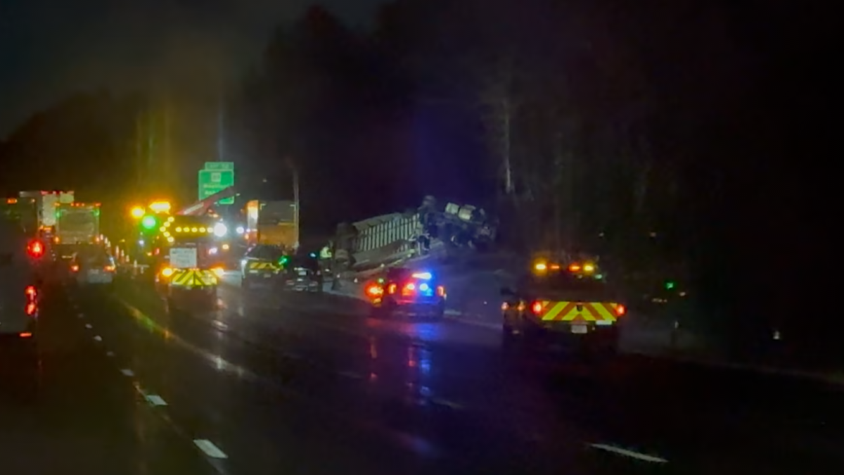 Rollover crash closes part of I-84 East in Willington during morning commute