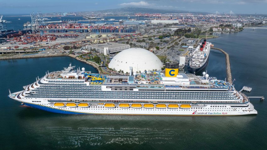 The Carnival Firenze docked at Long Beach Cruise Terminal.