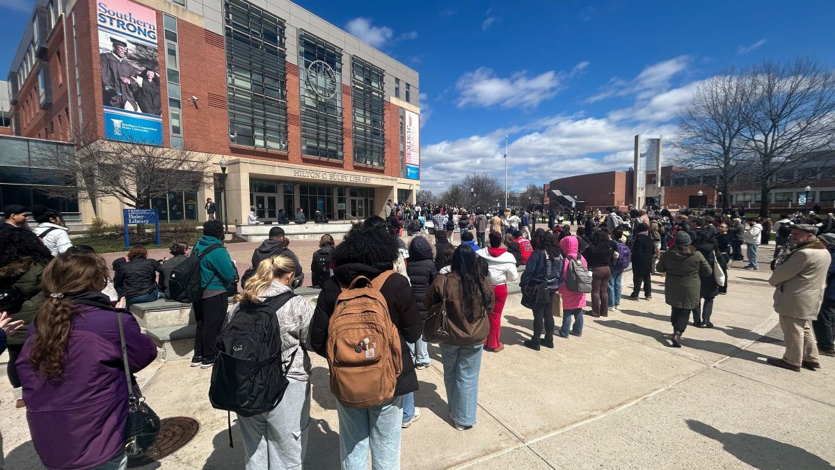 Students rally at Southern Connecticut State University after ICE detain classmate