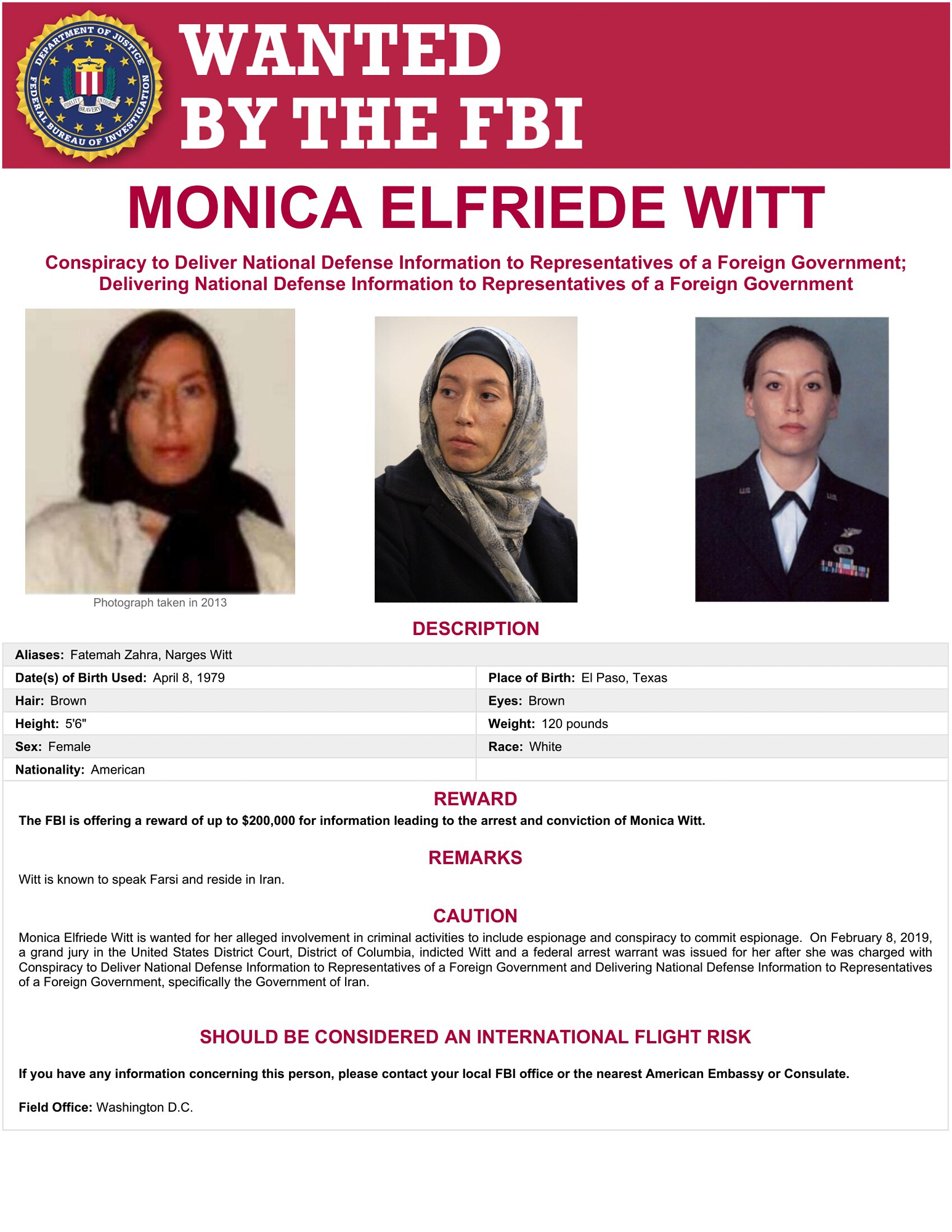 FBI offers $200,000 reward to catch ex-Air Force specialist charged with spying for Iran